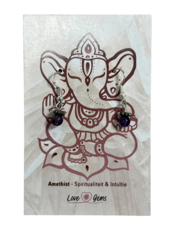 Amethist edelsteen oorbellen mini bol - Love Gems