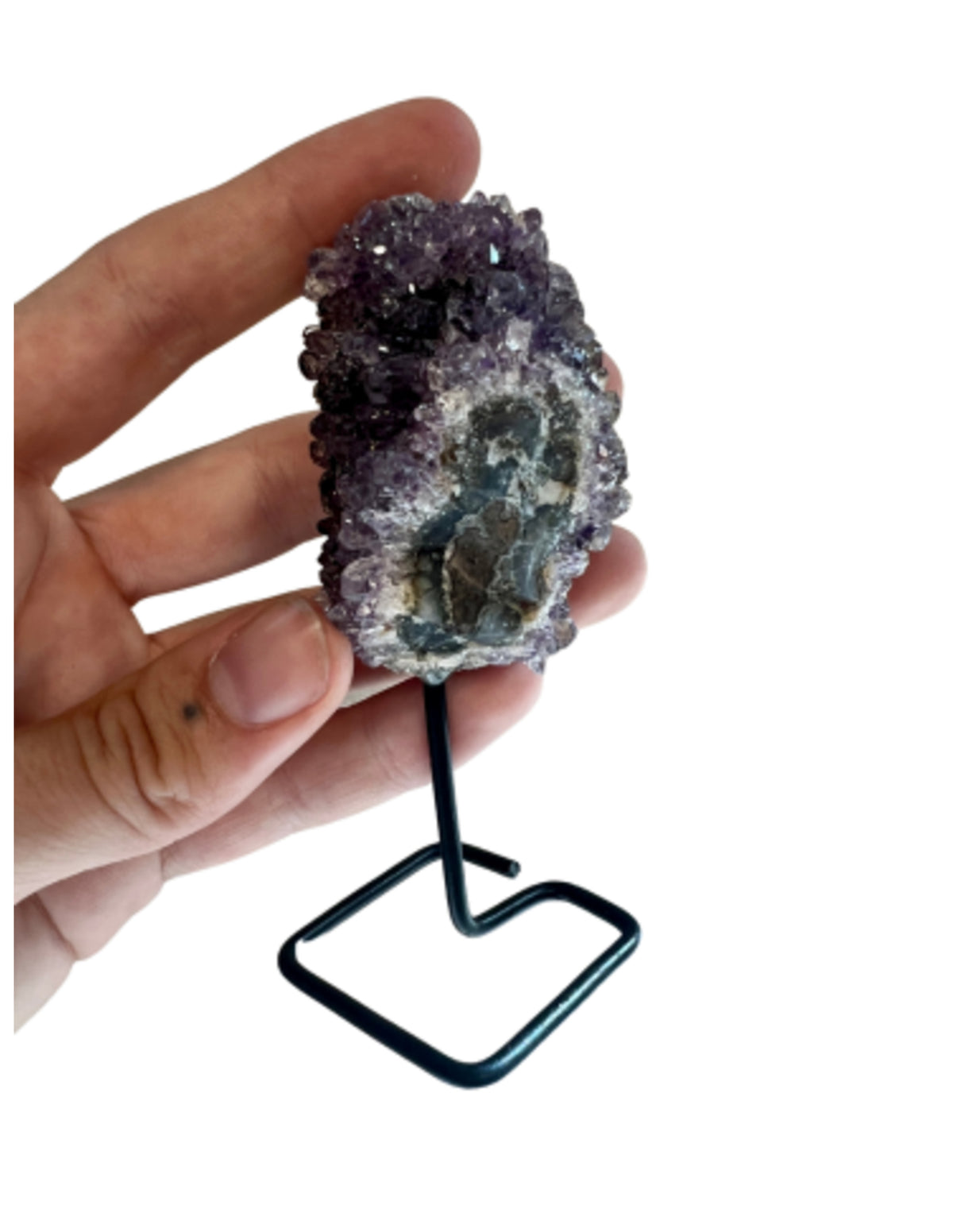 Amethist op metalen standaard klein