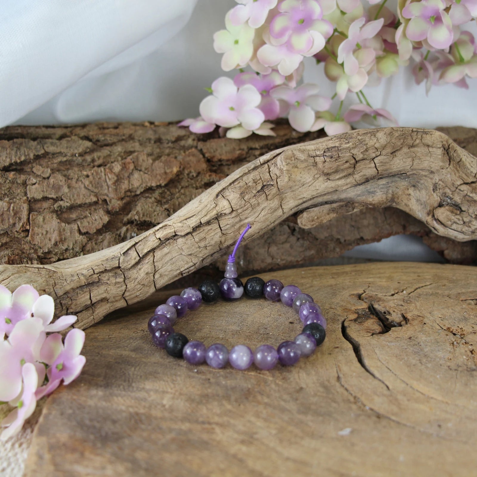 Amethist powerbead mannen - extra lange armband