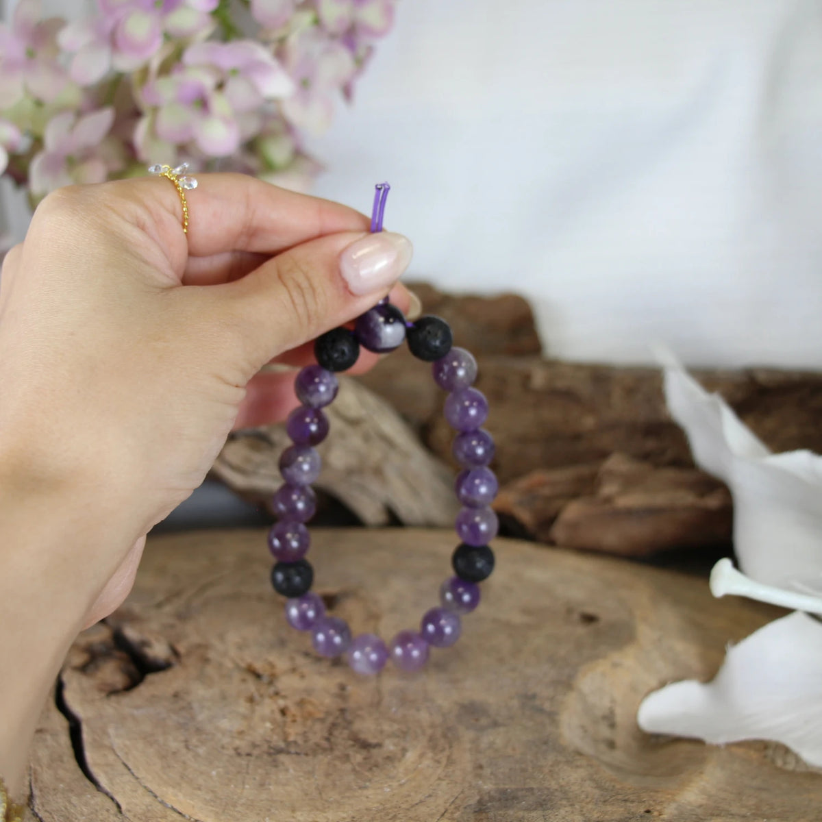 Amethist powerbead mannen - extra lange armband