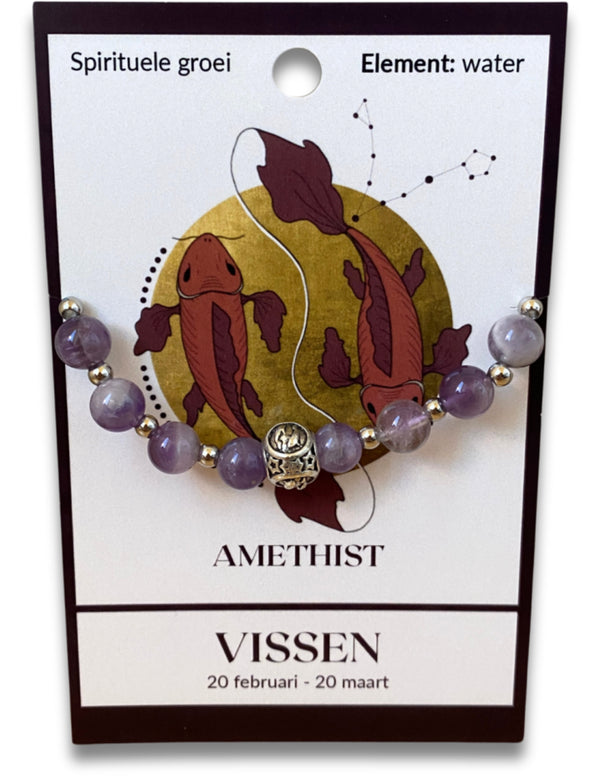 Amethist sterrenbeeld edelsteen armband - Vissen