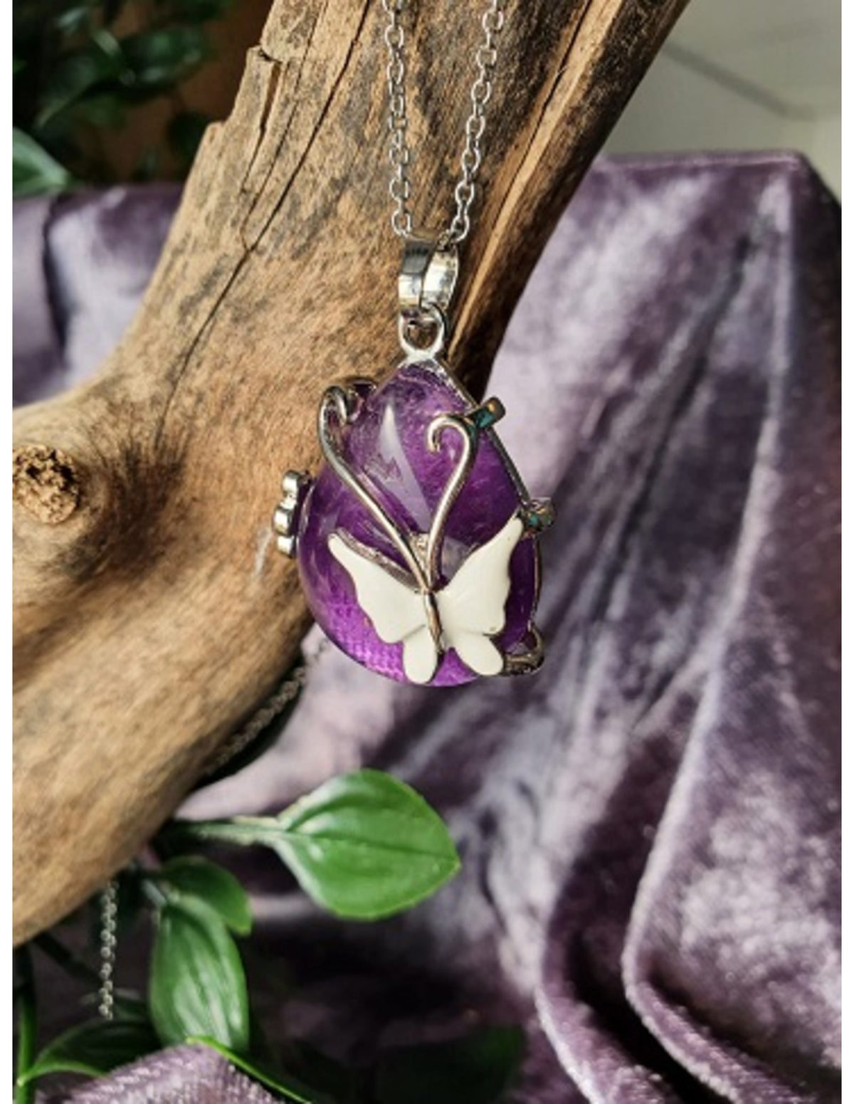 Amethist vlinder druppel hanger