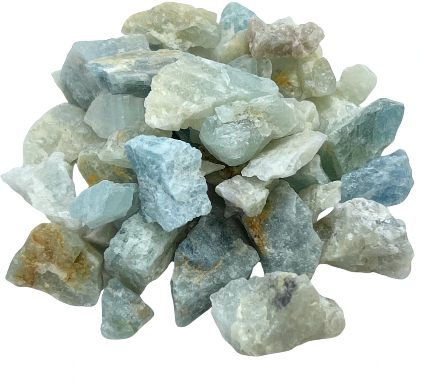 Aquamarijn 100 gram ruwe brokjes