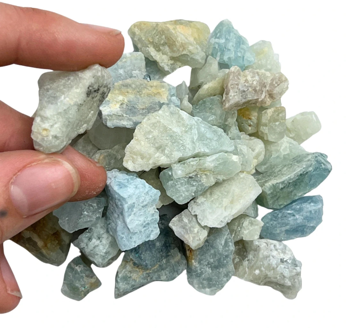 Aquamarijn 100 gram ruwe brokjes