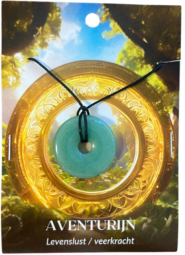 Aventurijn edelsteen donut op kaart Hanger