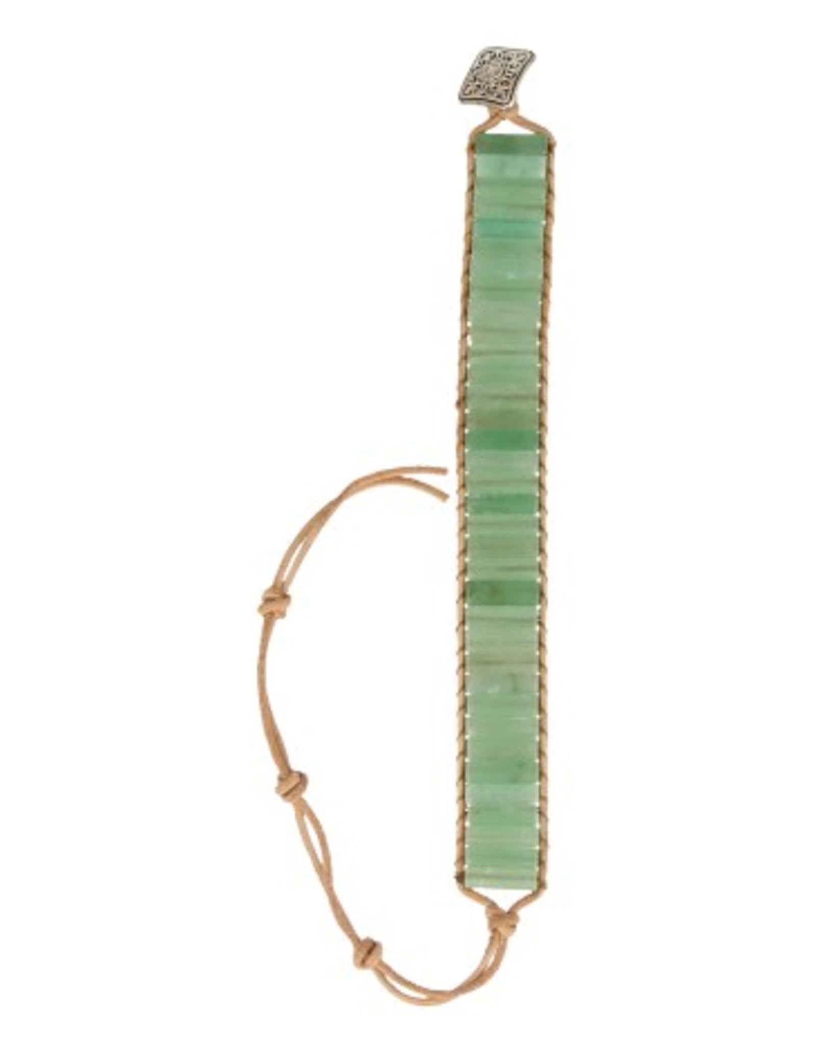 Aventurijn groen leren armband gipsy-style