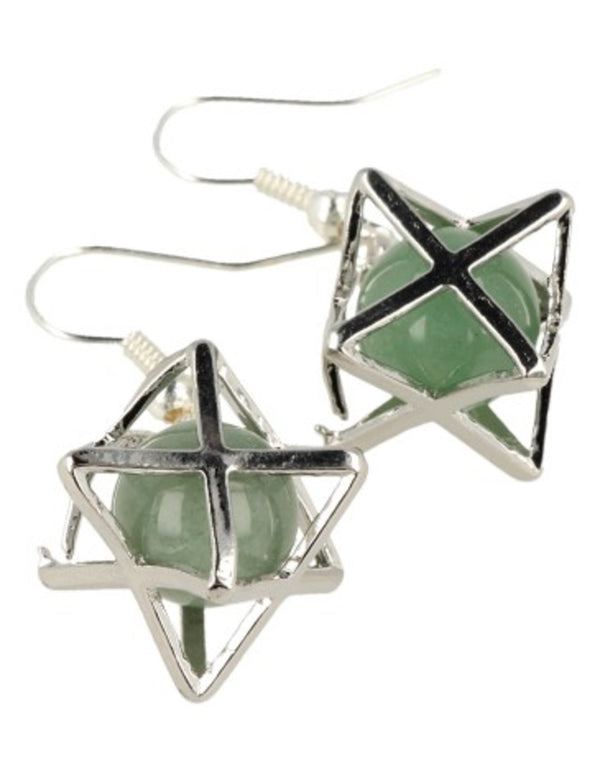 Aventurijn groen edelsteen oorbellen merkabah