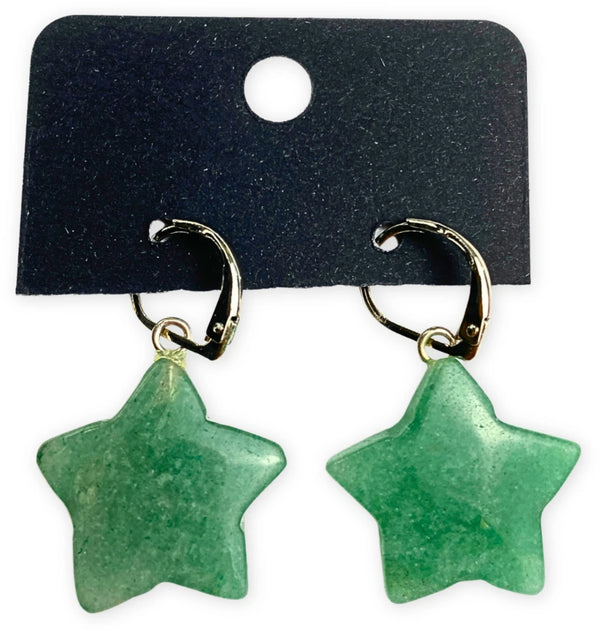 Aventurijn groen ster edelsteen oorbellen - fashion jewelry