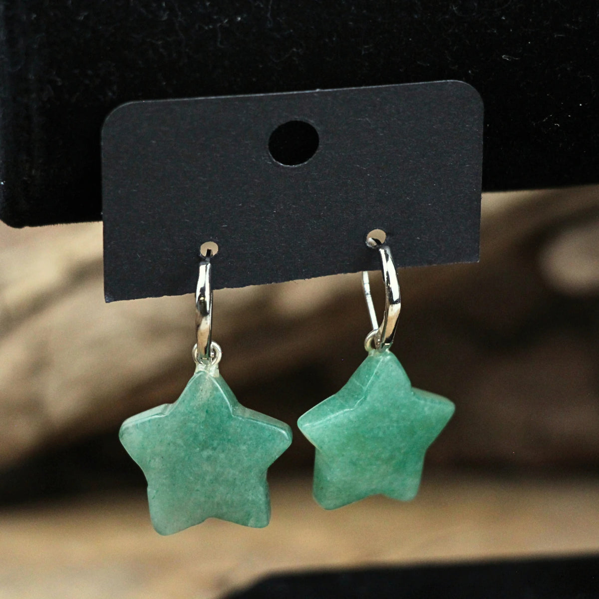 Aventurijn groen ster oorbellen - fashion jewelry