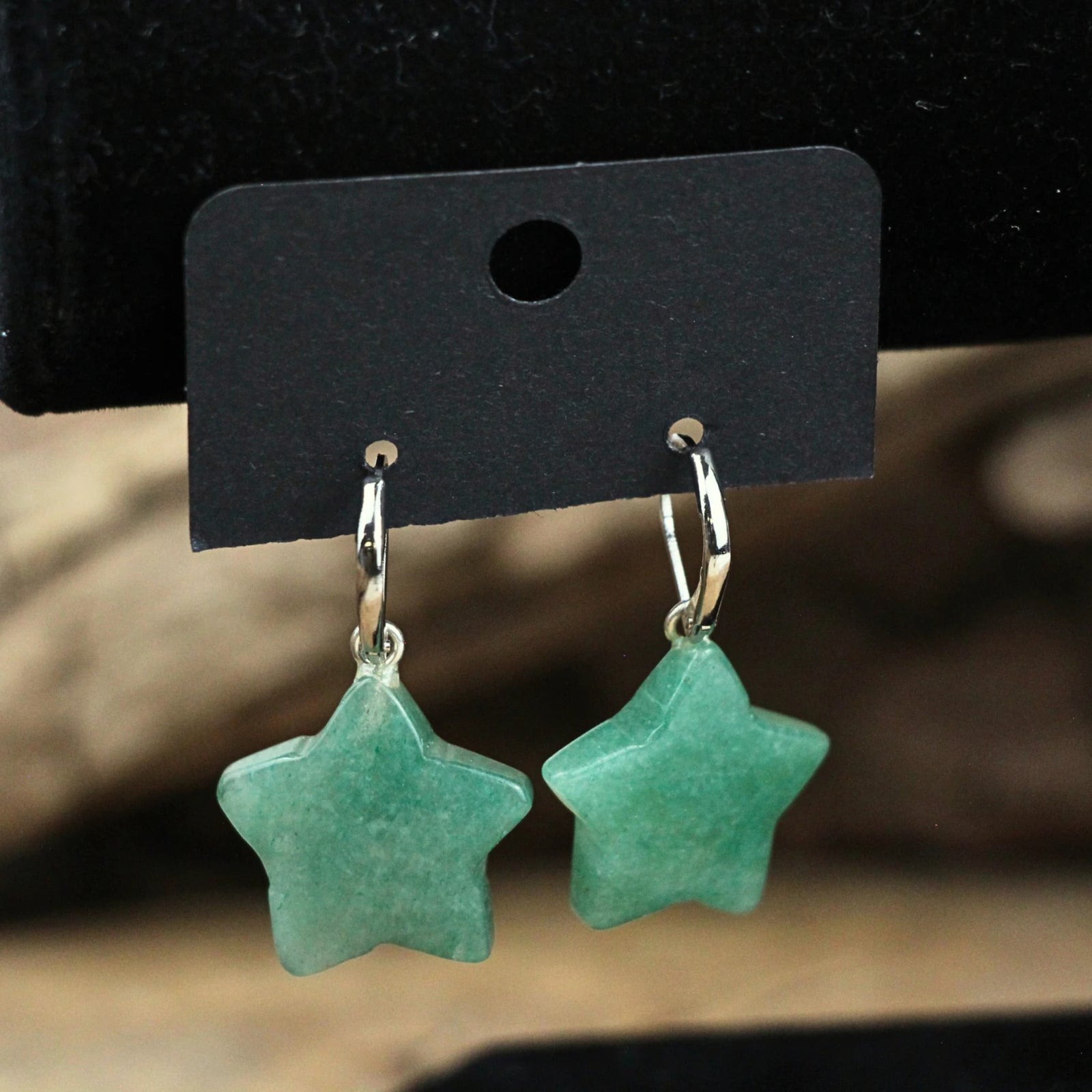 Aventurijn groen ster oorbellen - fashion jewelry