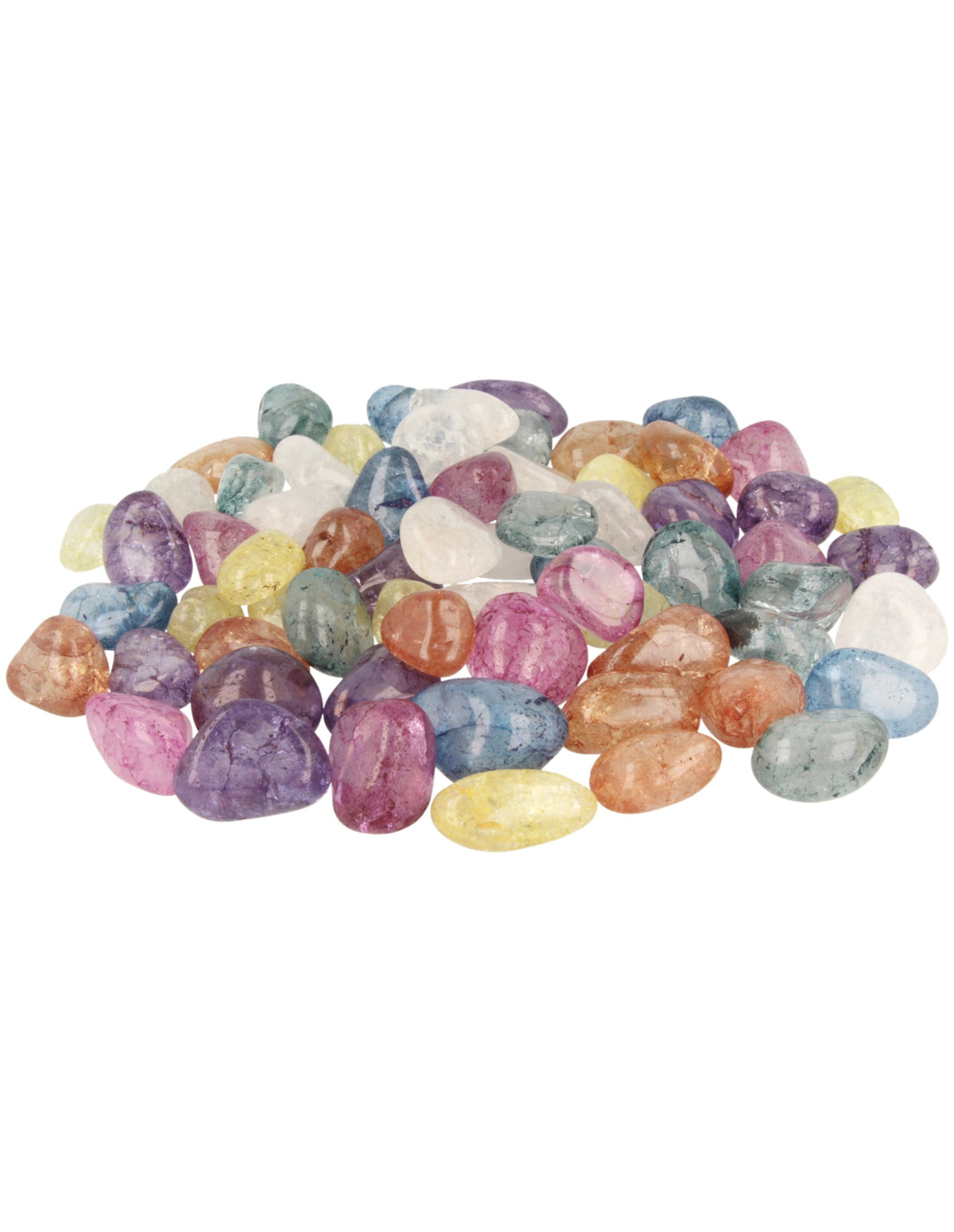 Bergkristal crackle mix 1 kg. trommelstenen (gekleurd) (mt3)