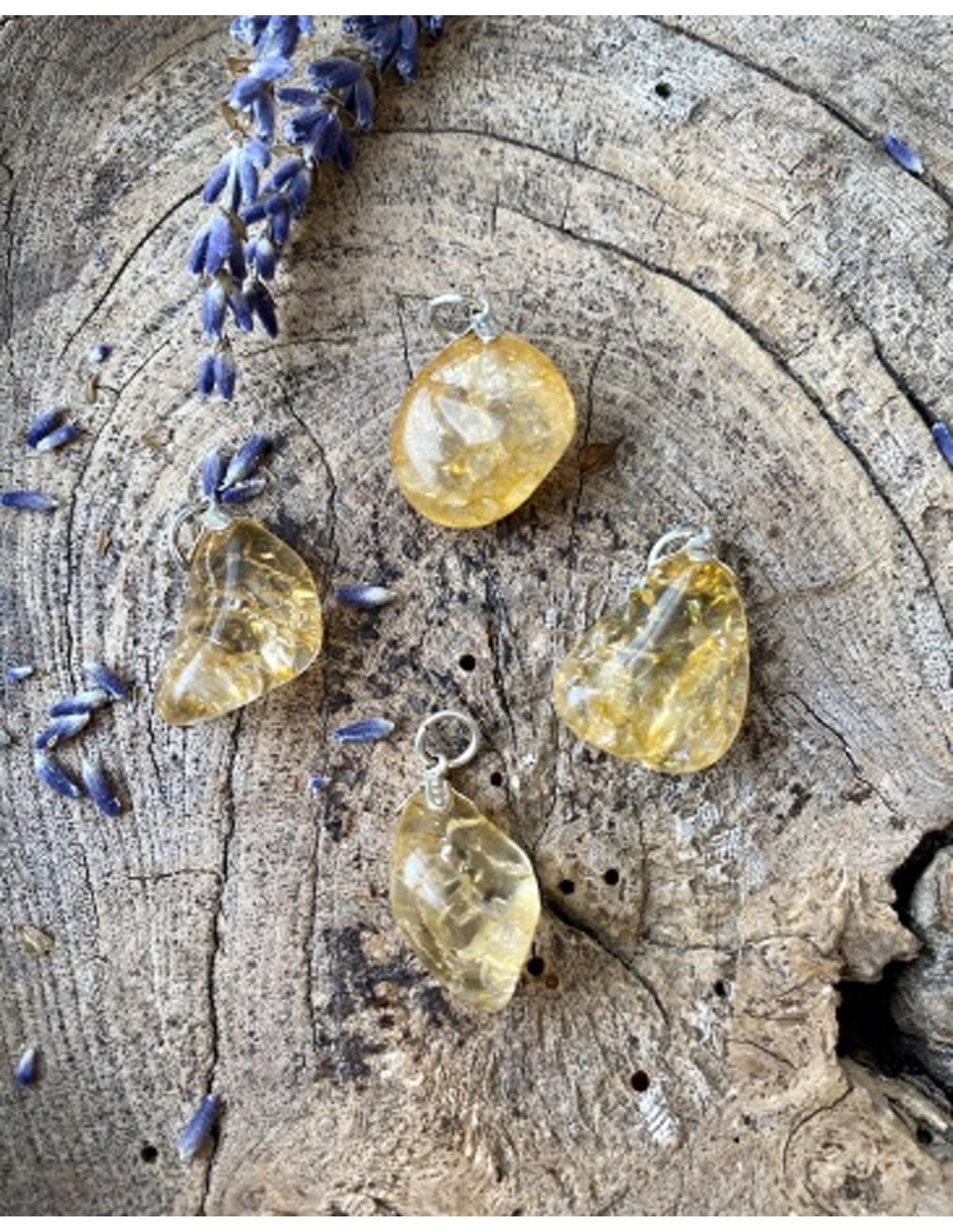 Bergkristal Edelsteen hanger crackle geel (gekleurd)