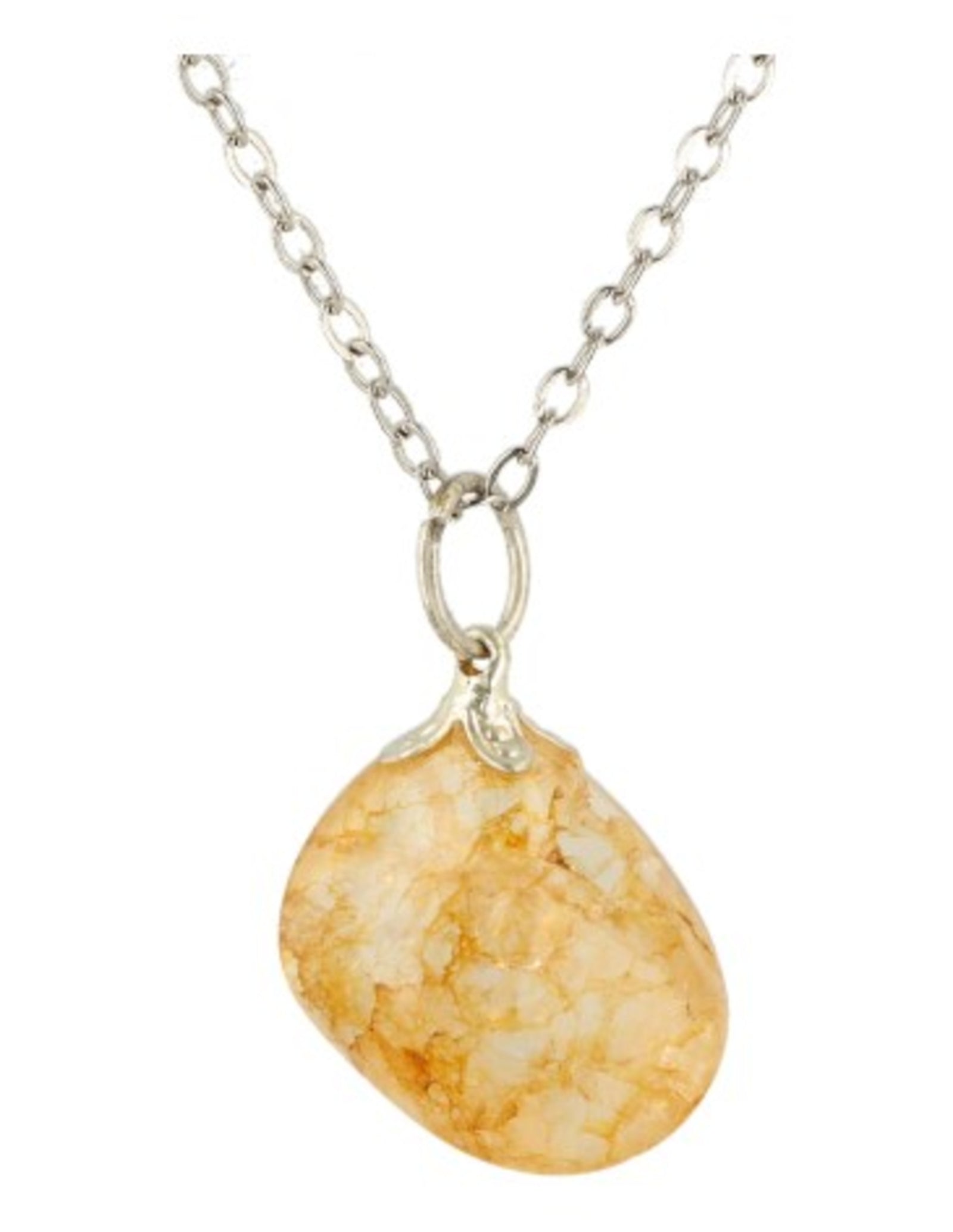 Bergkristal Edelsteen hanger crackle geel (gekleurd)