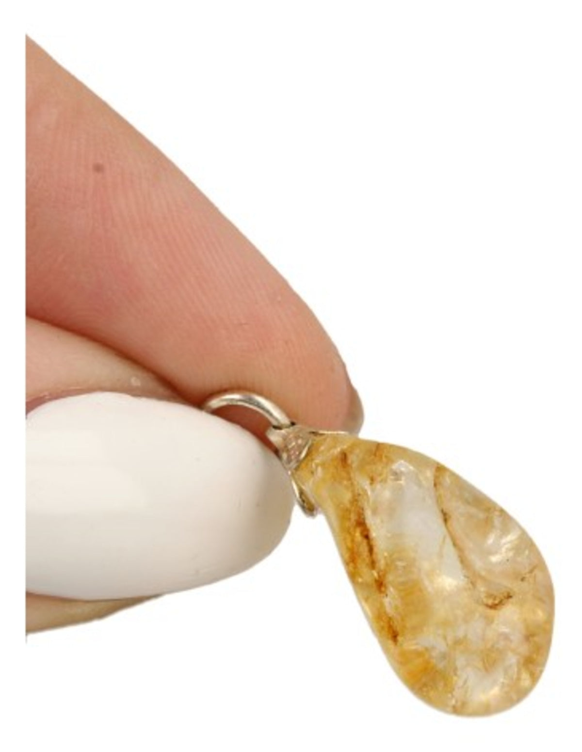 Bergkristal Edelsteen hanger crackle geel (gekleurd)