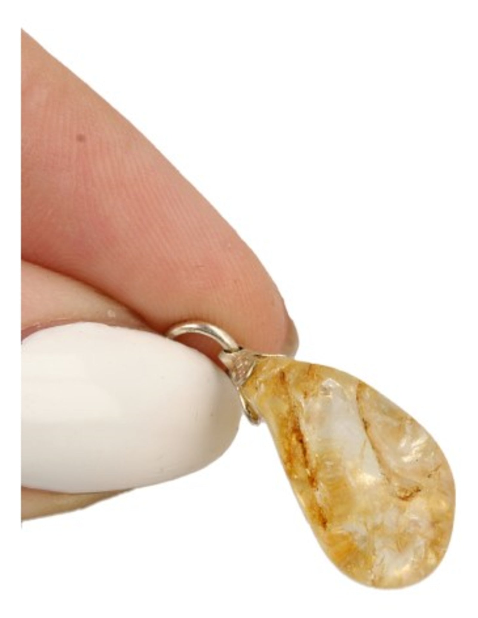 Bergkristal Edelsteen hanger crackle geel (gekleurd)