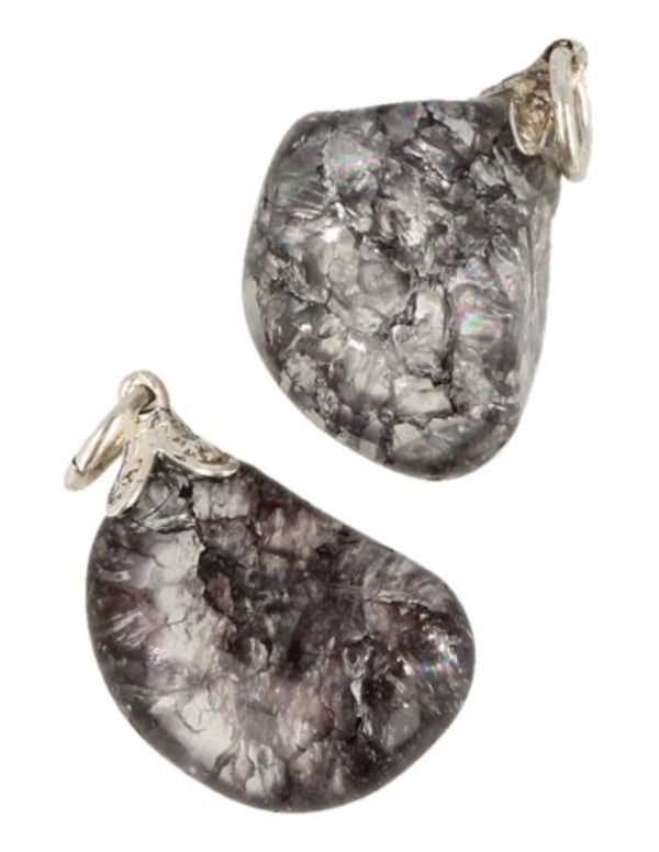 Bergkristal edelsteen hanger crackle grijs (gekleurd)