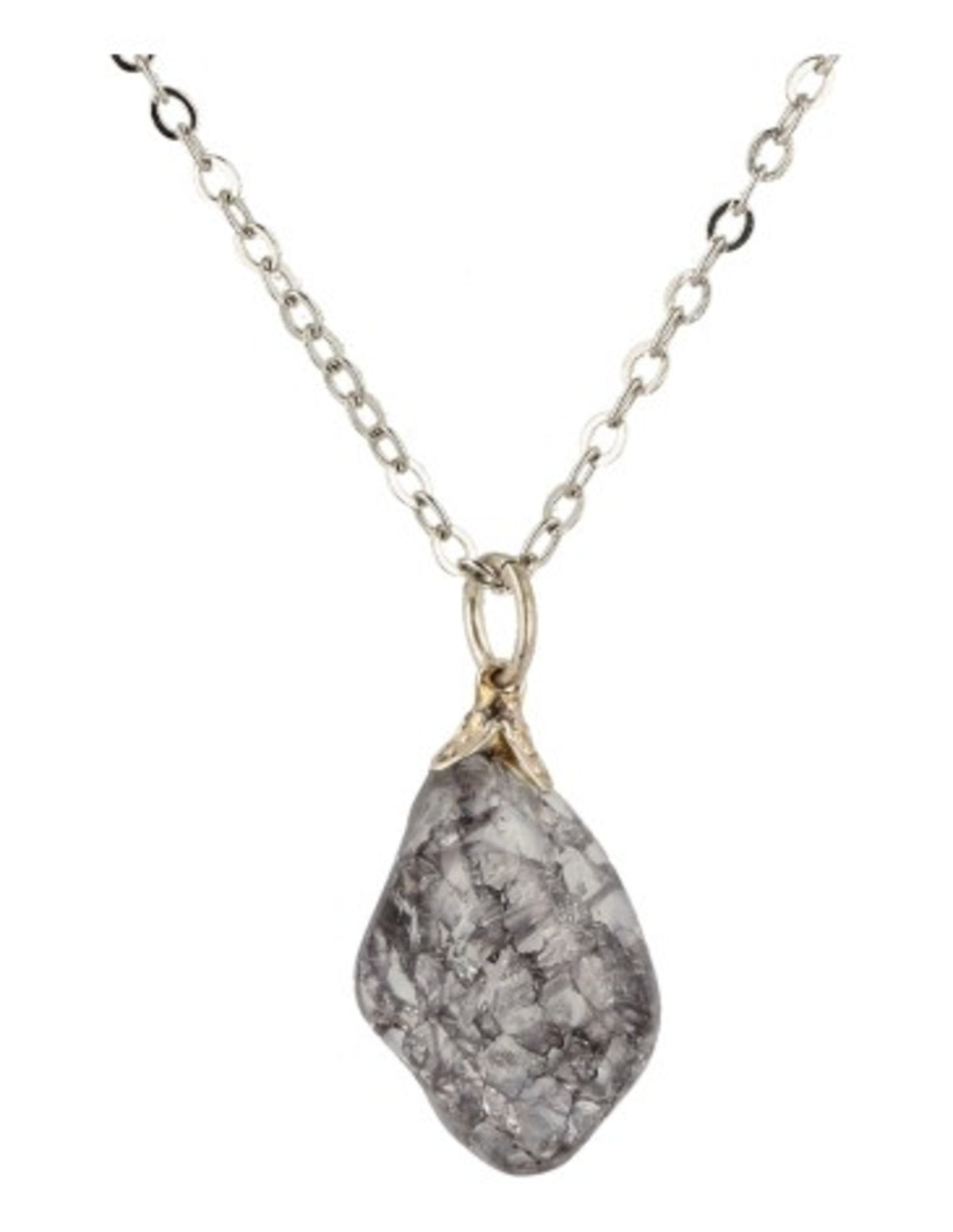 Bergkristal edelsteen hanger crackle grijs (gekleurd)