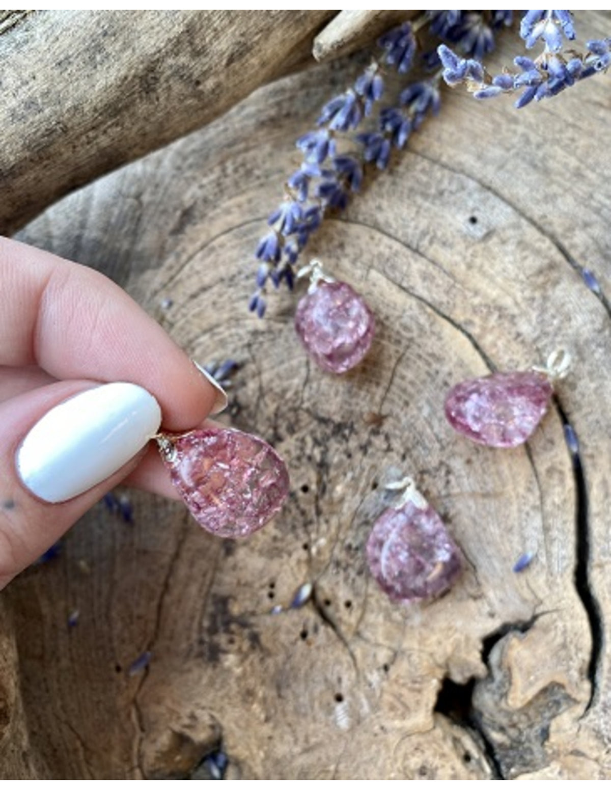 Bergkristal edelsteen hanger crackle roze (gekleurd)