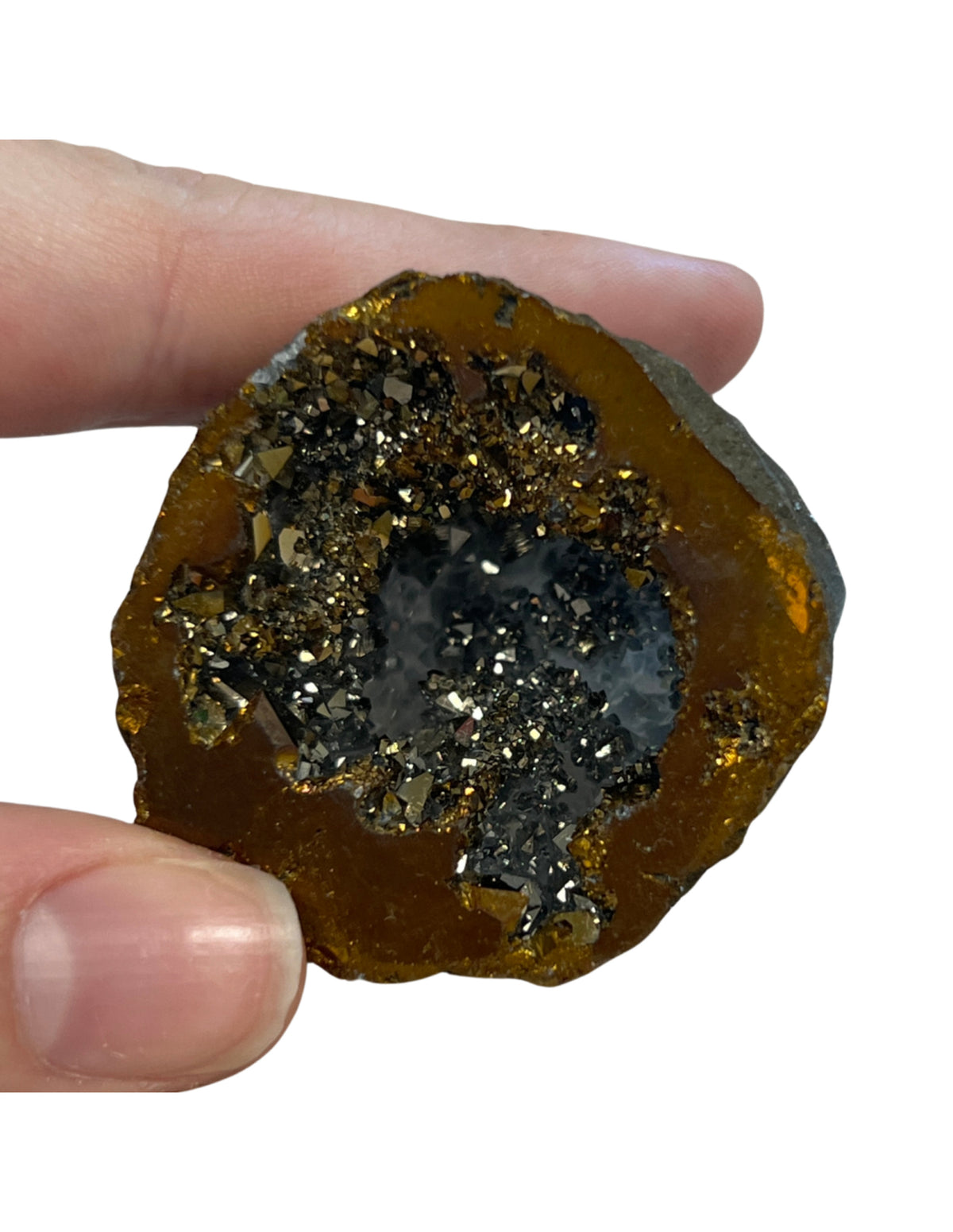 Bergkristal geode goudkleur (synth) 2,5 - 5 cm