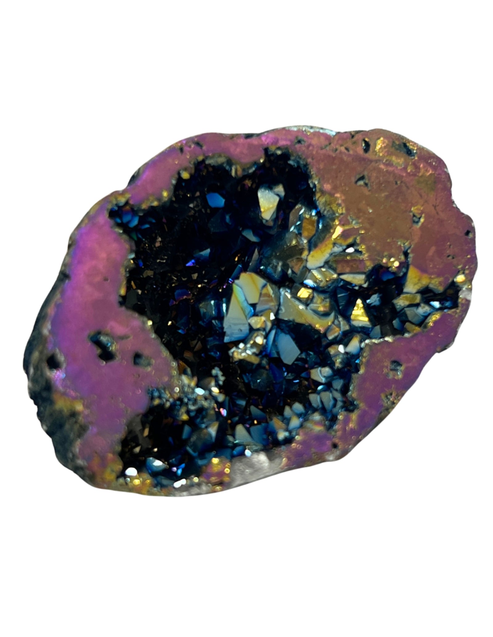 Bergkristal geode regenboogkleur (synth) 2,5 - 5 cm