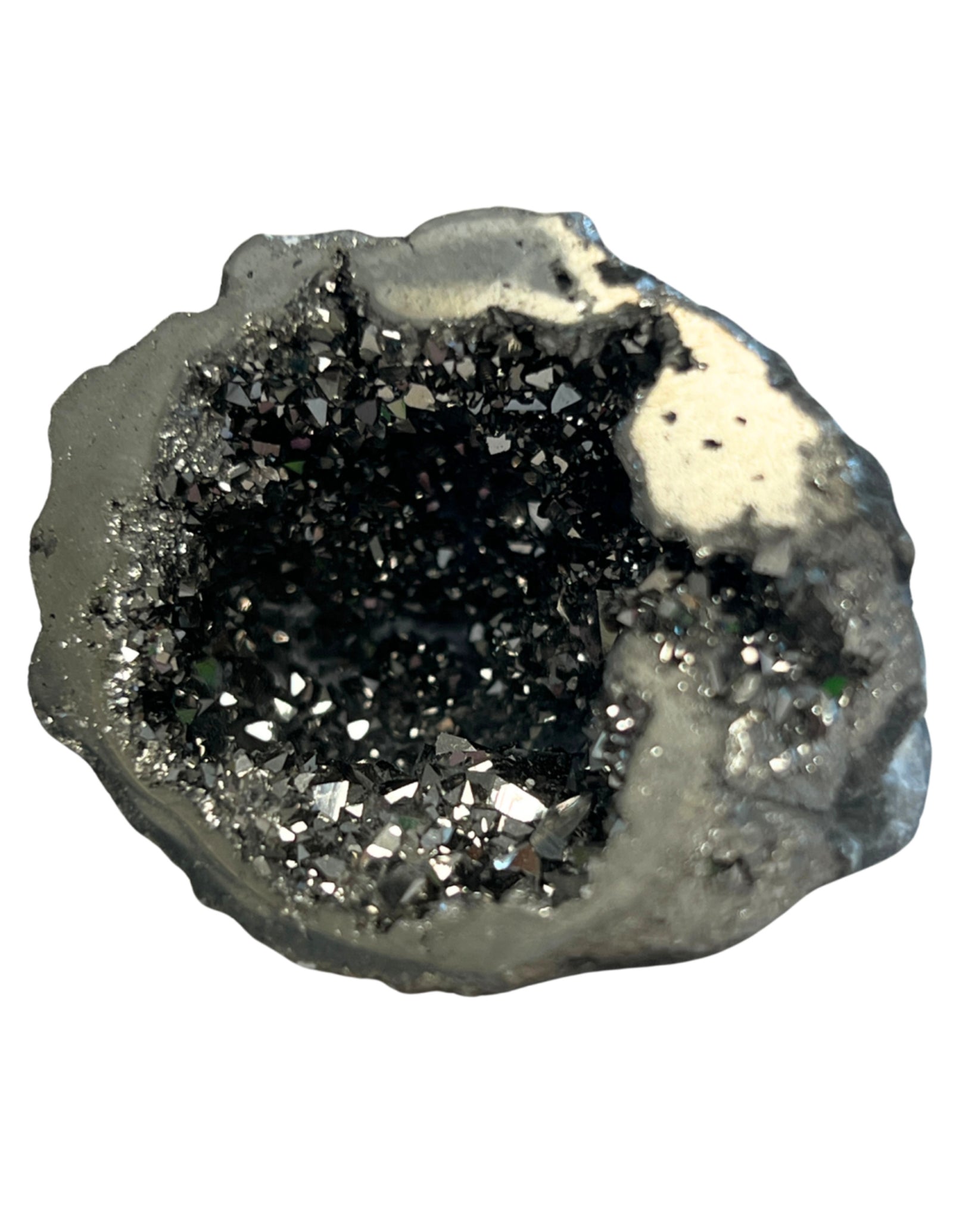 Bergkristal geode zilverkleur (synth) 2,5 - 5 cm