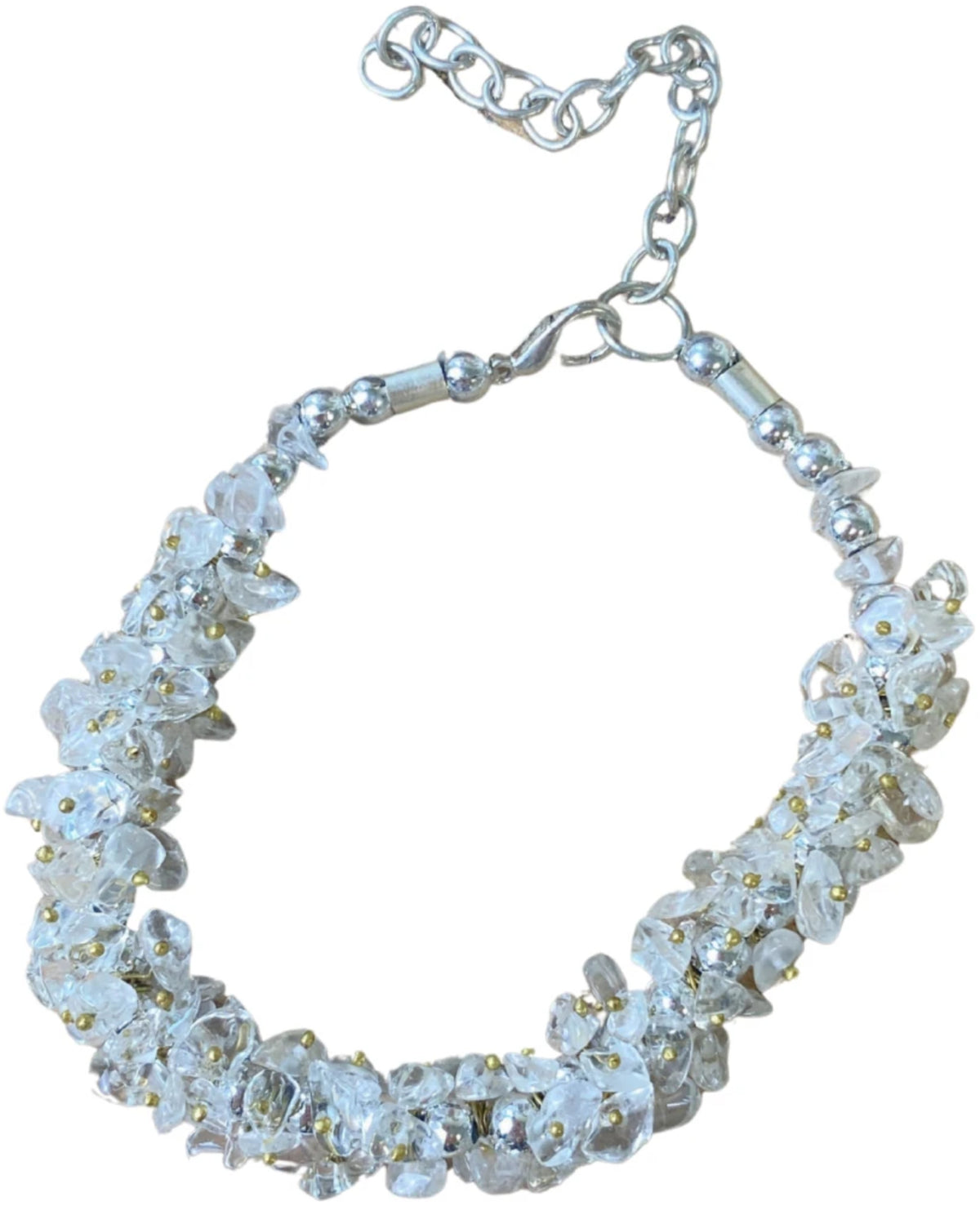 Bergkristal splitarmband cluster met sluiting
