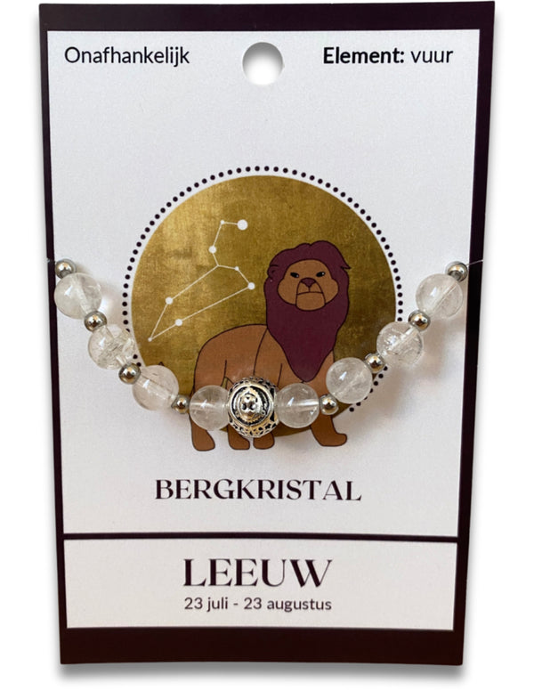 Bergkristal sterrenbeeld edelsteen armband - Leeuw