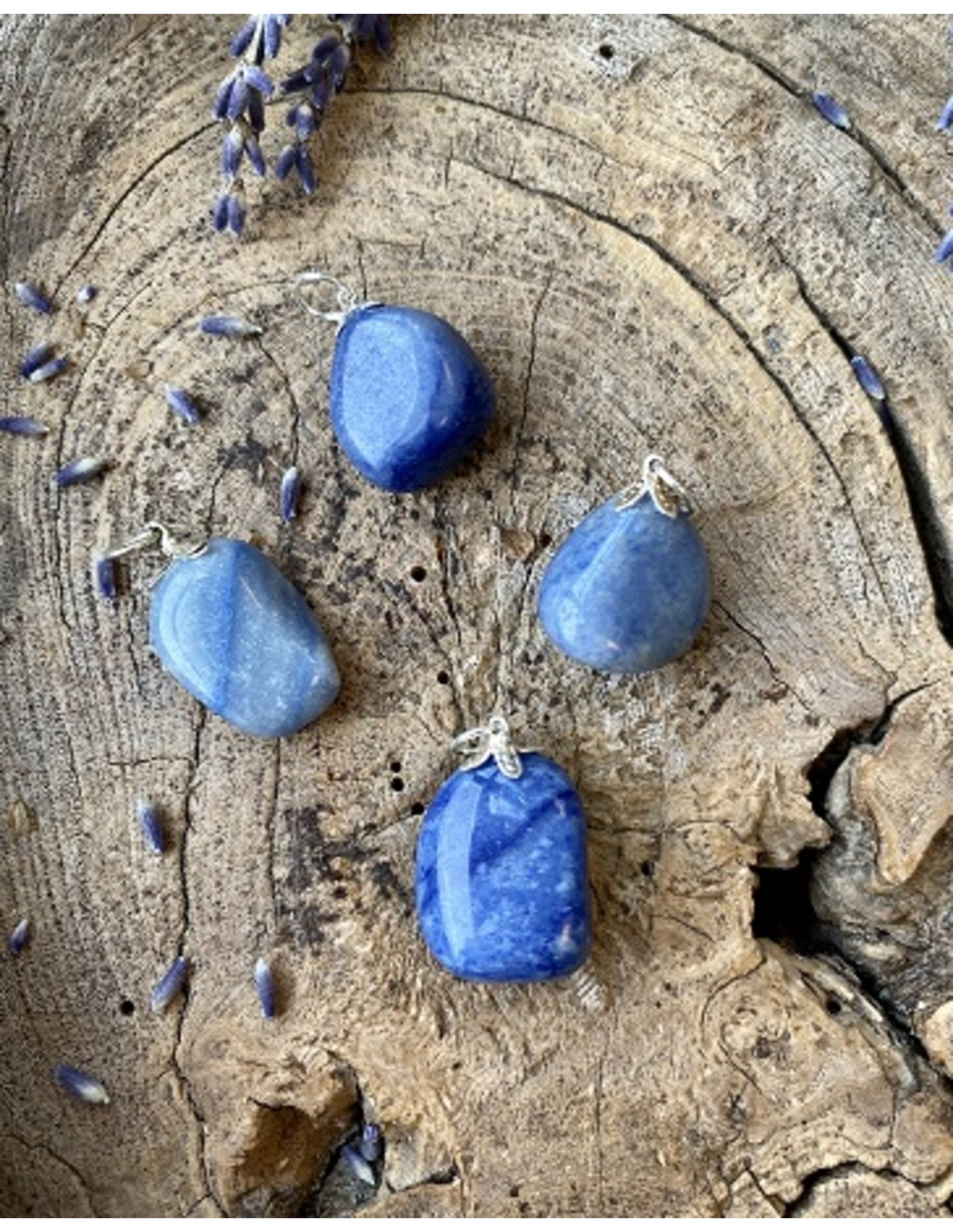 Blauwe kwarts edelsteen hanger