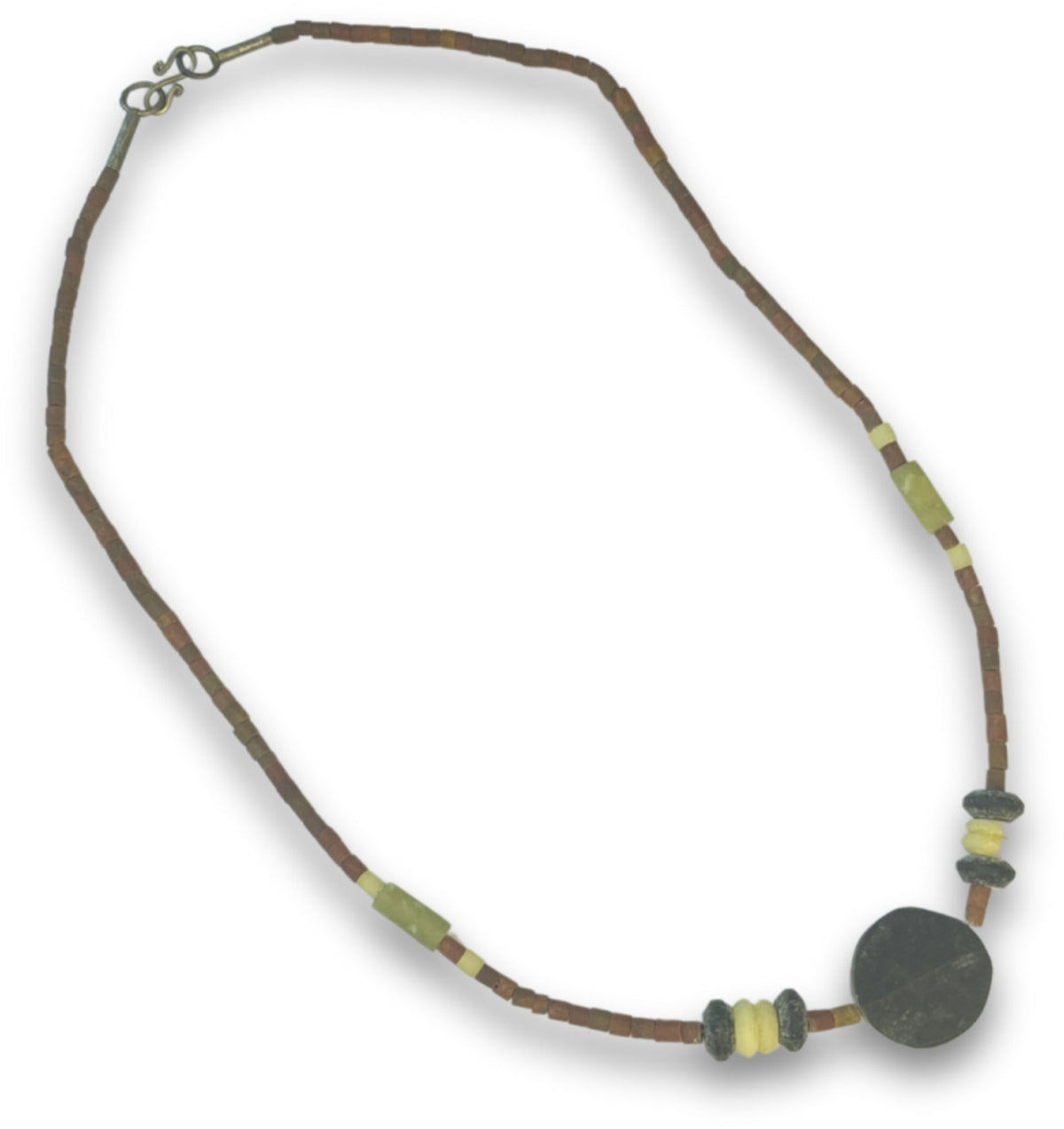 Bohemian ketting Jade met donkere schijf