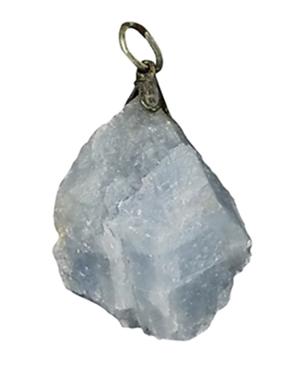 Calciet blauw edelsteen hanger ruw