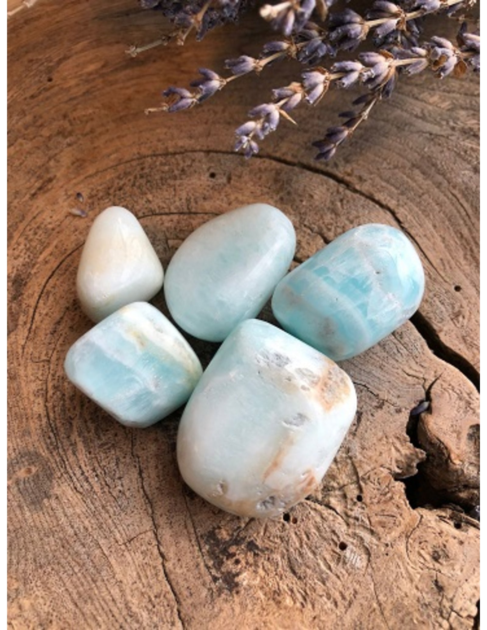 Calciet Caribbean blue 200 gr. trommelstenen (mt3)