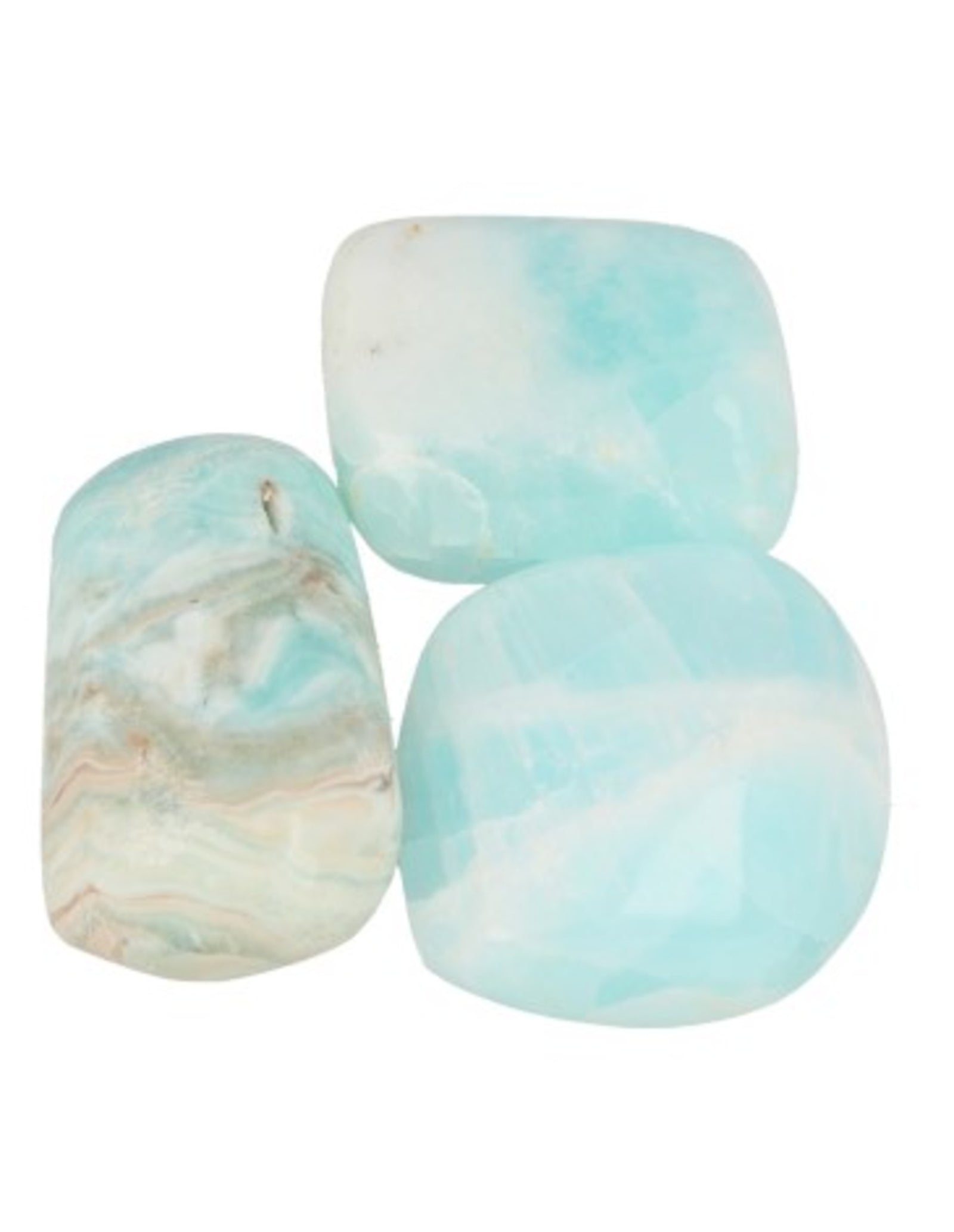 Calciet Caribbean blue trommelstenen 3 st. ca. 30 mm