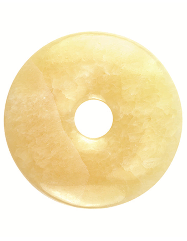 Calciet geel edelsteen donut 30 mm Hanger