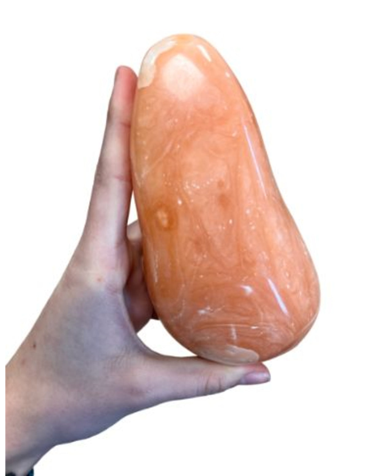 Calciet perzik sculptuur 700 - 850 gram
