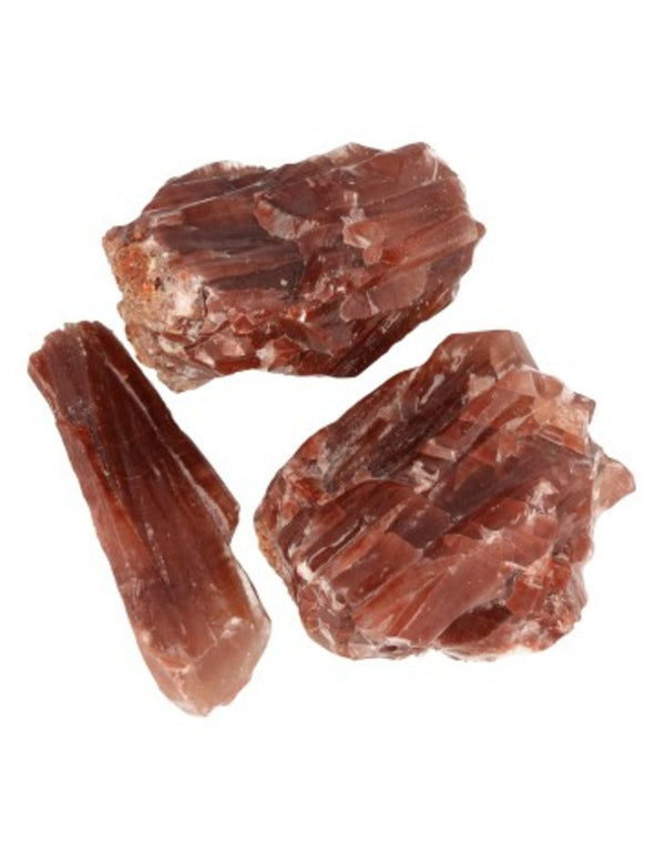 Calciet rood 250 gr. ruwe edelsteen brokjes