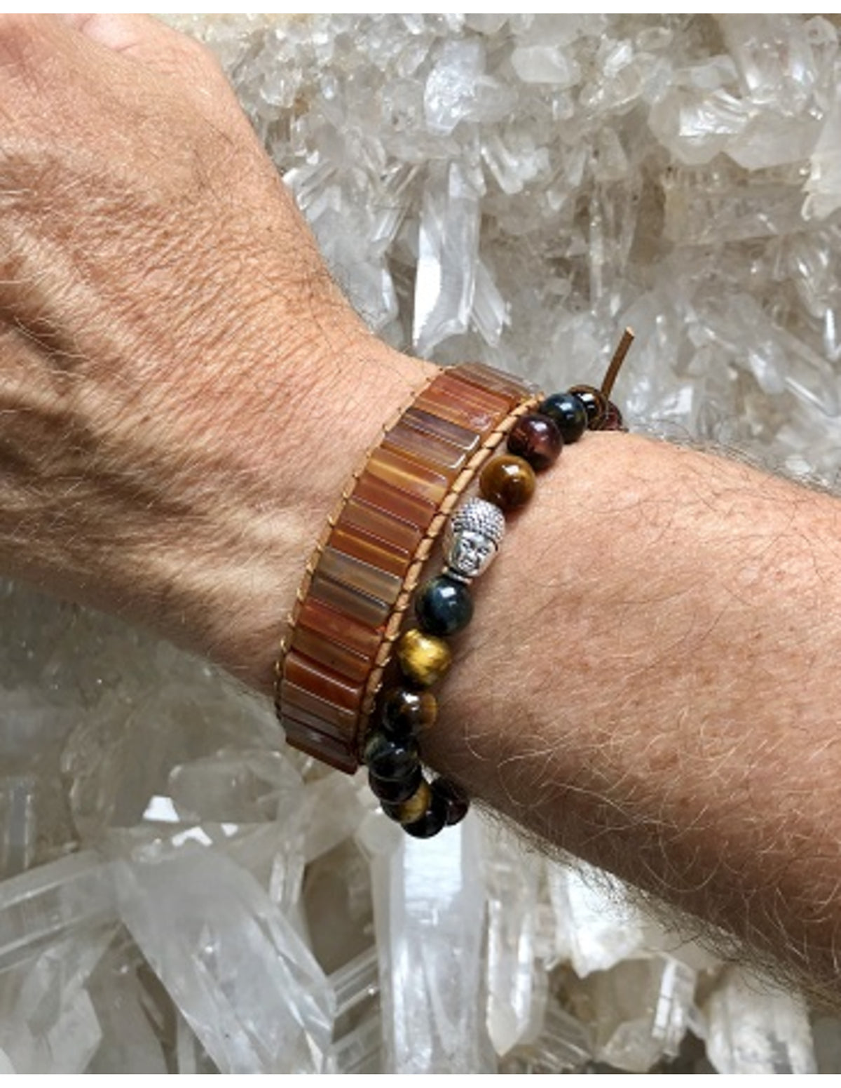 Carneool leren armband gipsy-style