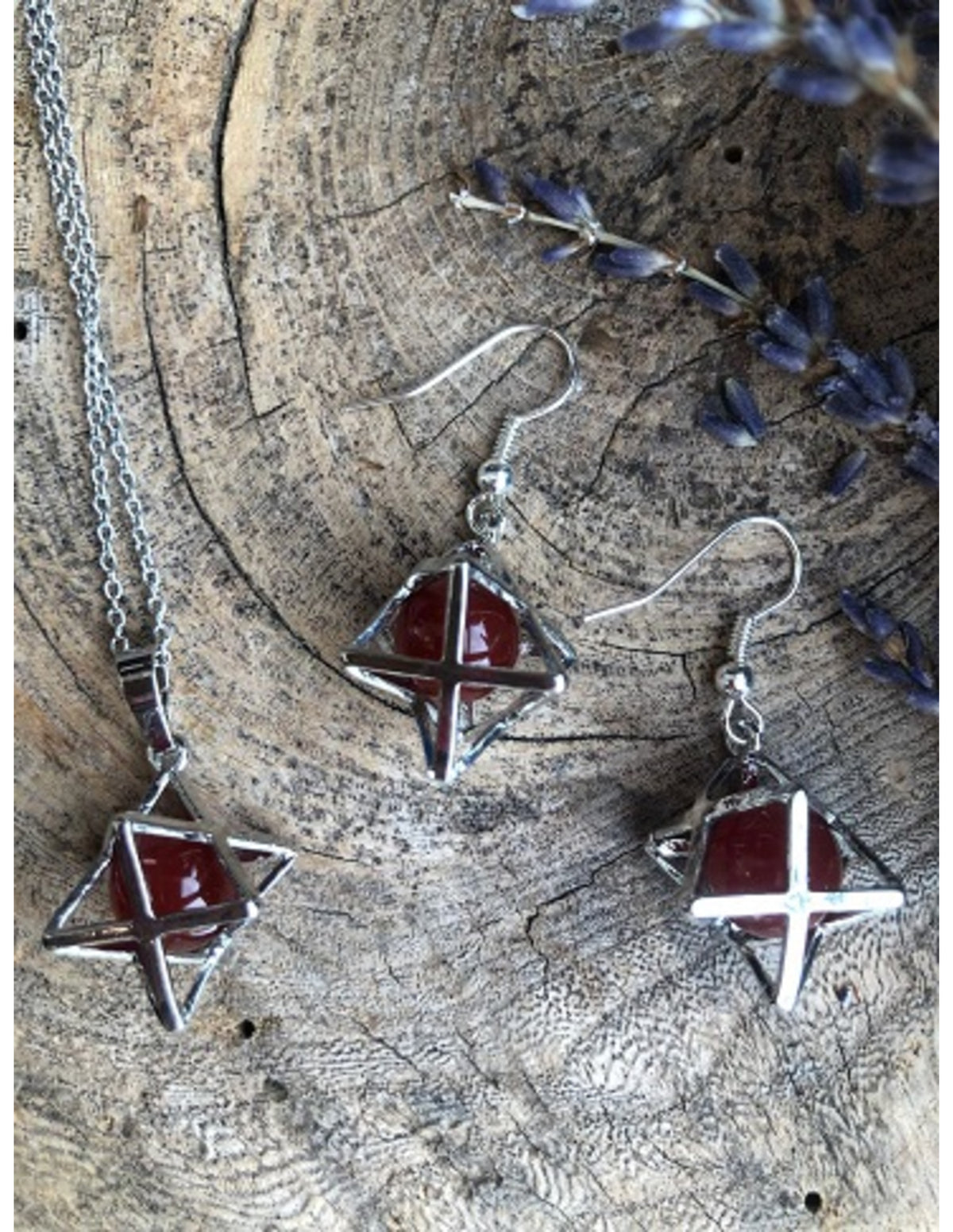 Carneool Merkabah sieraden set