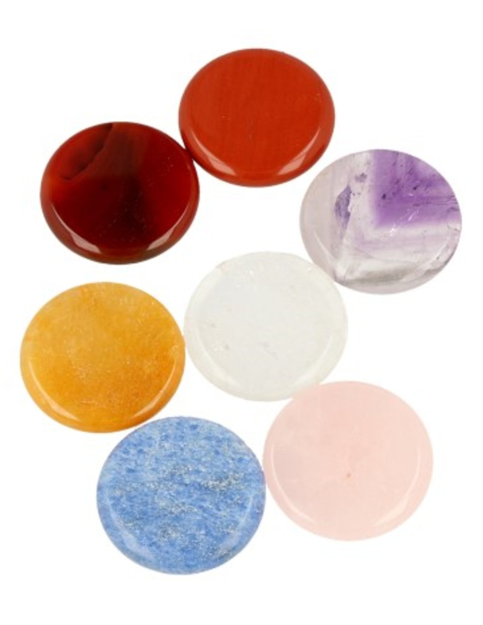 Chakra oplegstenen set rond in buidel