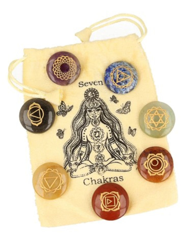 Chakra Scheibensteine Set im Chakra-Beutel