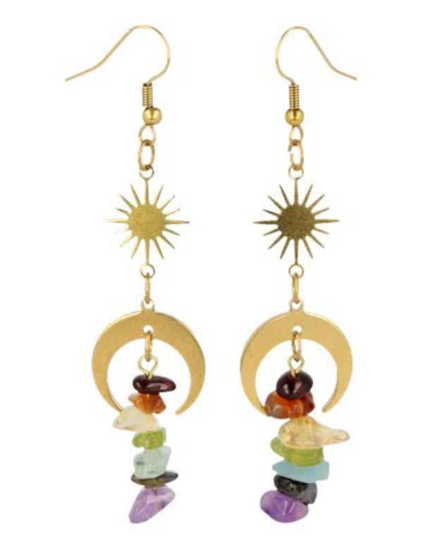 Chakra Star&Moon edelsteen oorbellen