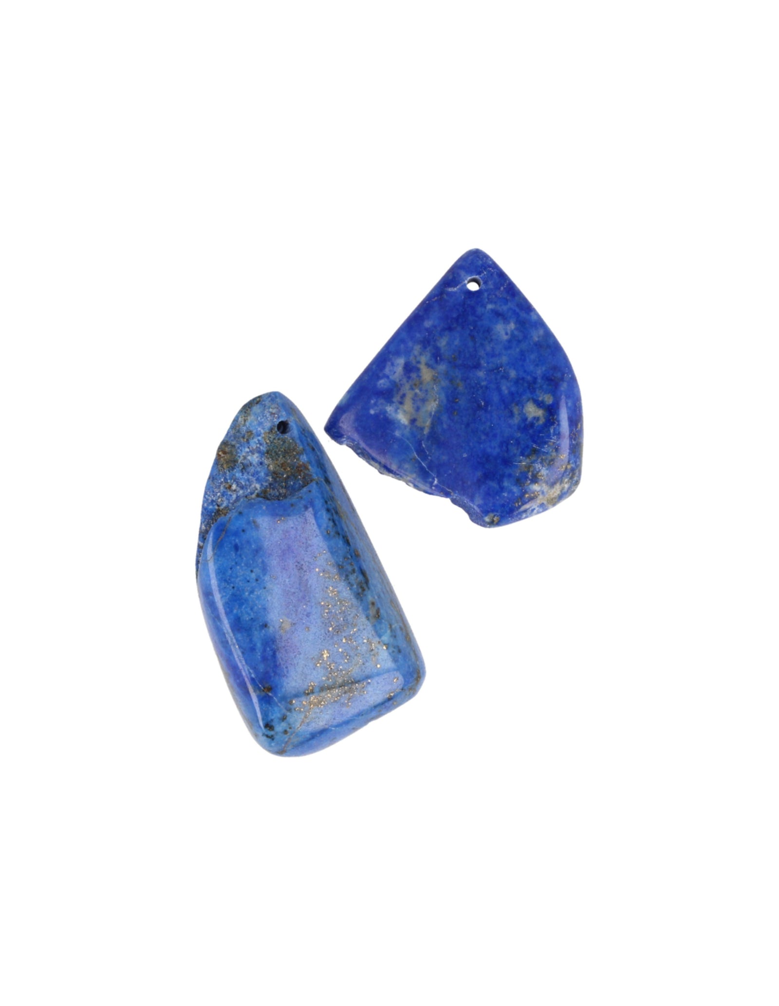 Doorboorde hanger Lapis half gepolijst
