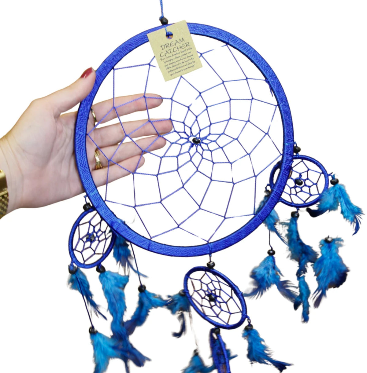 Dromenvanger - 22 cm - Blauw - alleen veren - Dreamcatcher