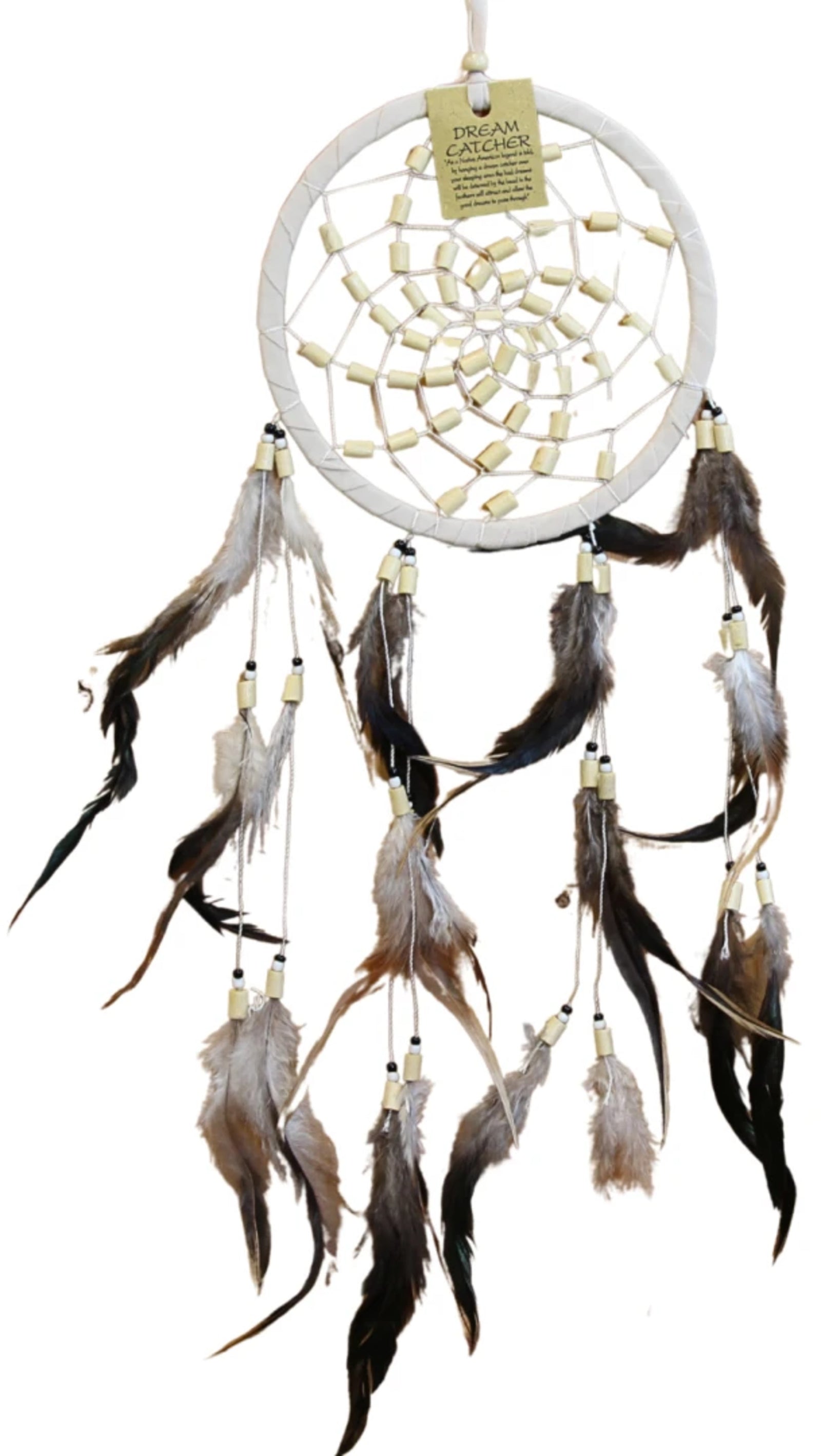 Dromenvanger -Beige- Suede met bamboe kralen 17cm