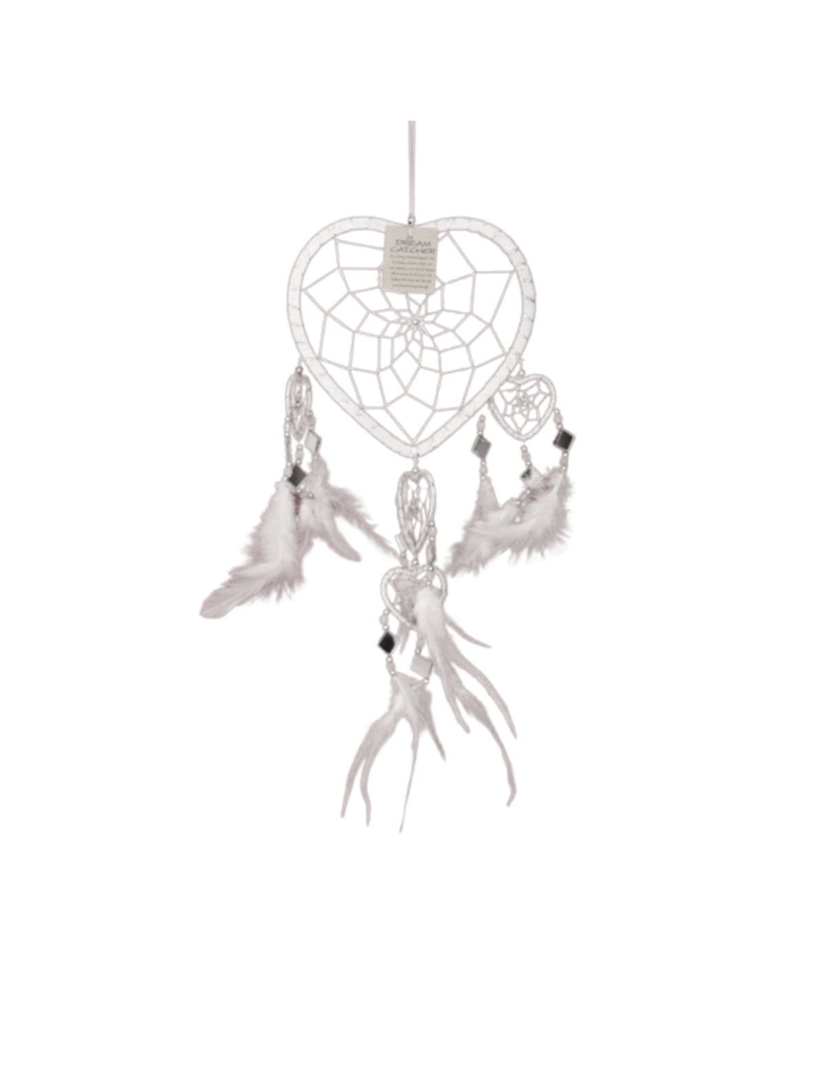 Dromenvanger Hartje met spiegels - wit - 17 cm - Dreamcatcher
