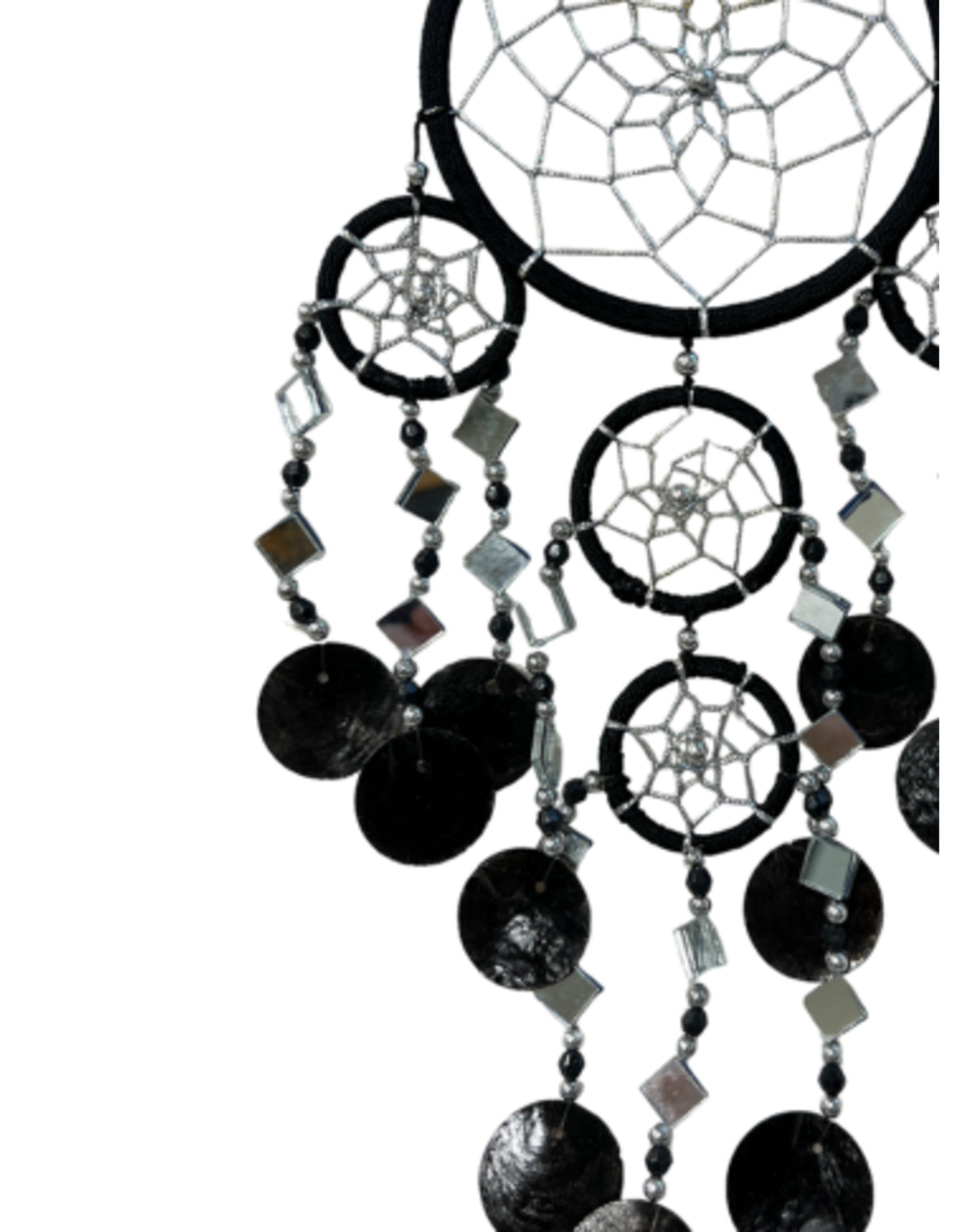 Dromenvanger spiegel-schelp 11 CM - Zwart - Dream Catcher