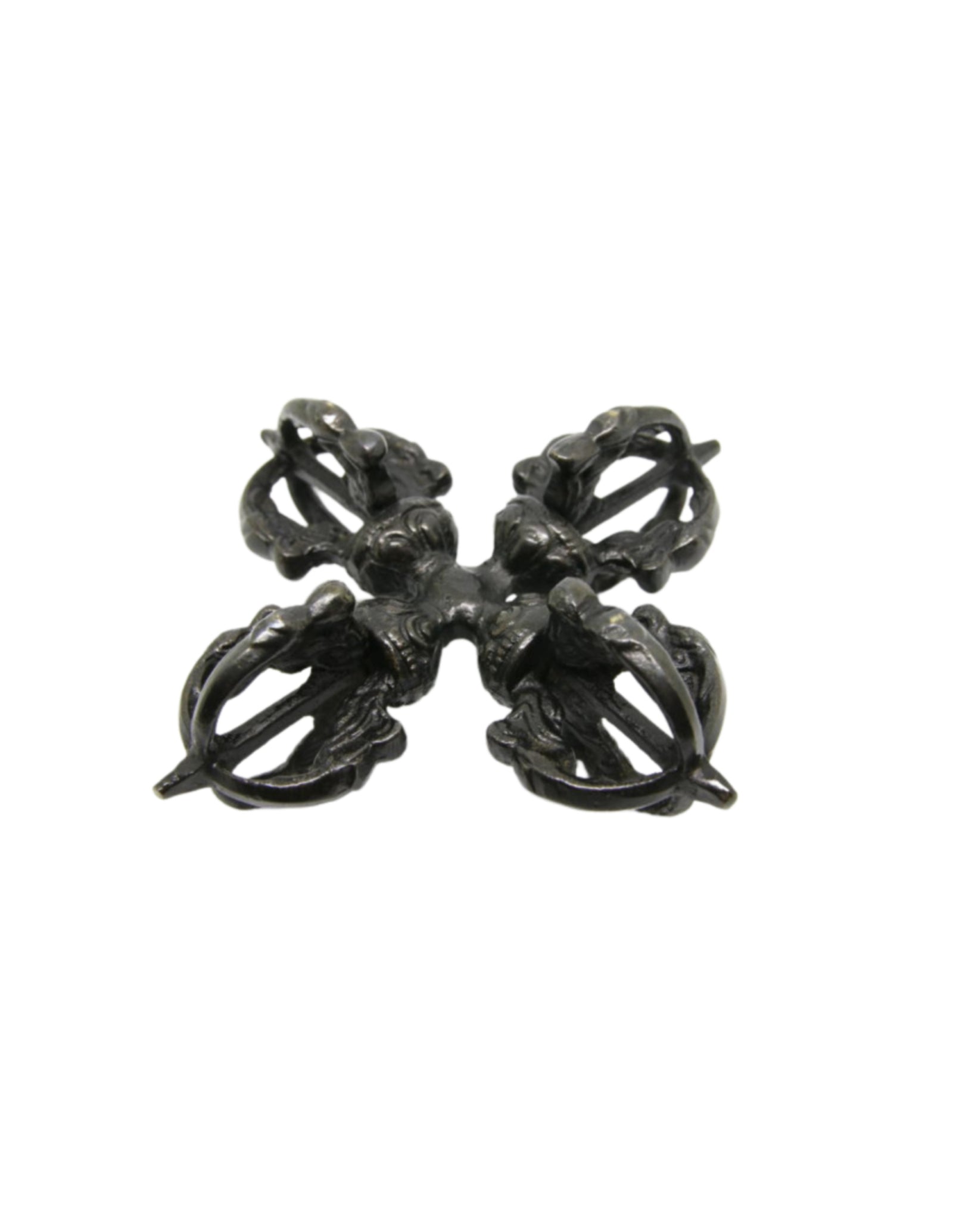 Dubbele dorje messing 10 cm - zwart