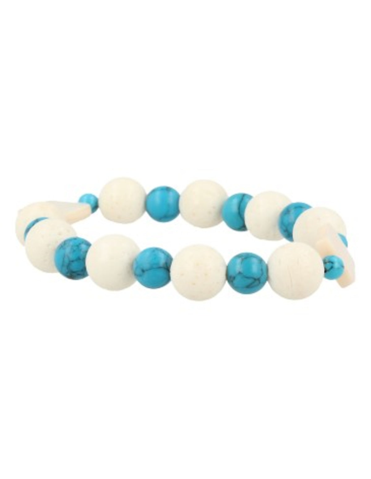 Edelsteen armband Howliet blauw / Parelmoer / Schuimkoraal wit (imitatie)