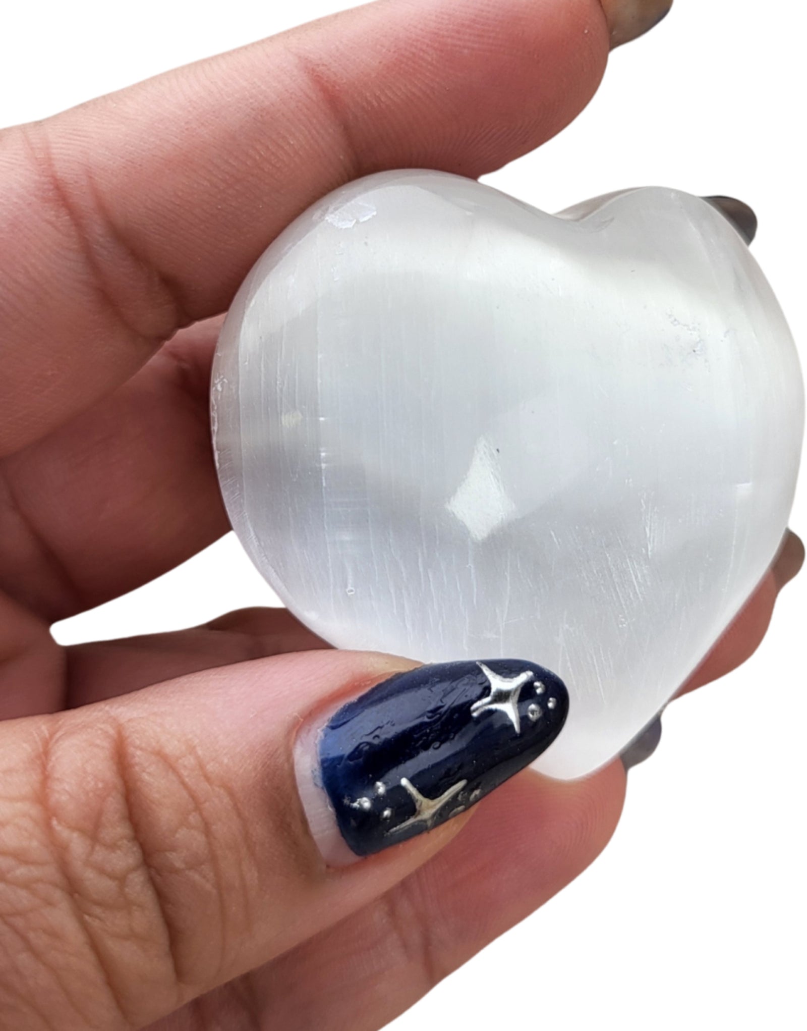 Edelsteen hart 5-6 cm Seleniet wit