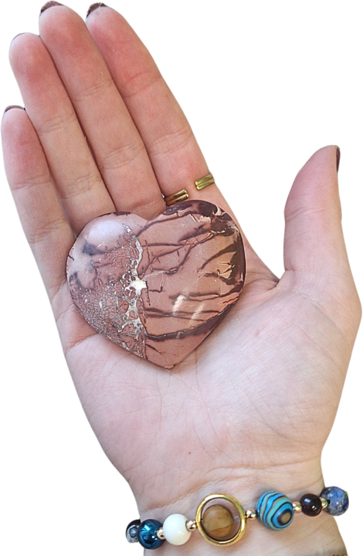 Edelsteen hart Mokaiet 6 cm