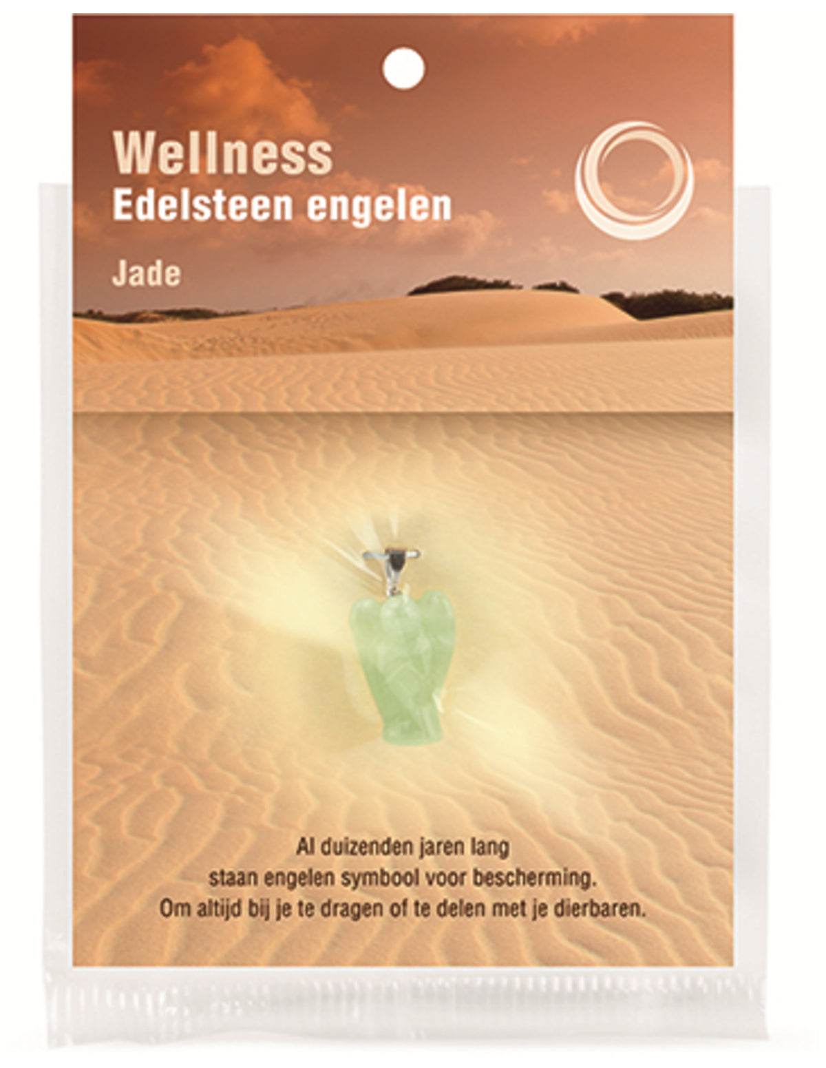 Engelen hanger + kaart Jade Serpentijn